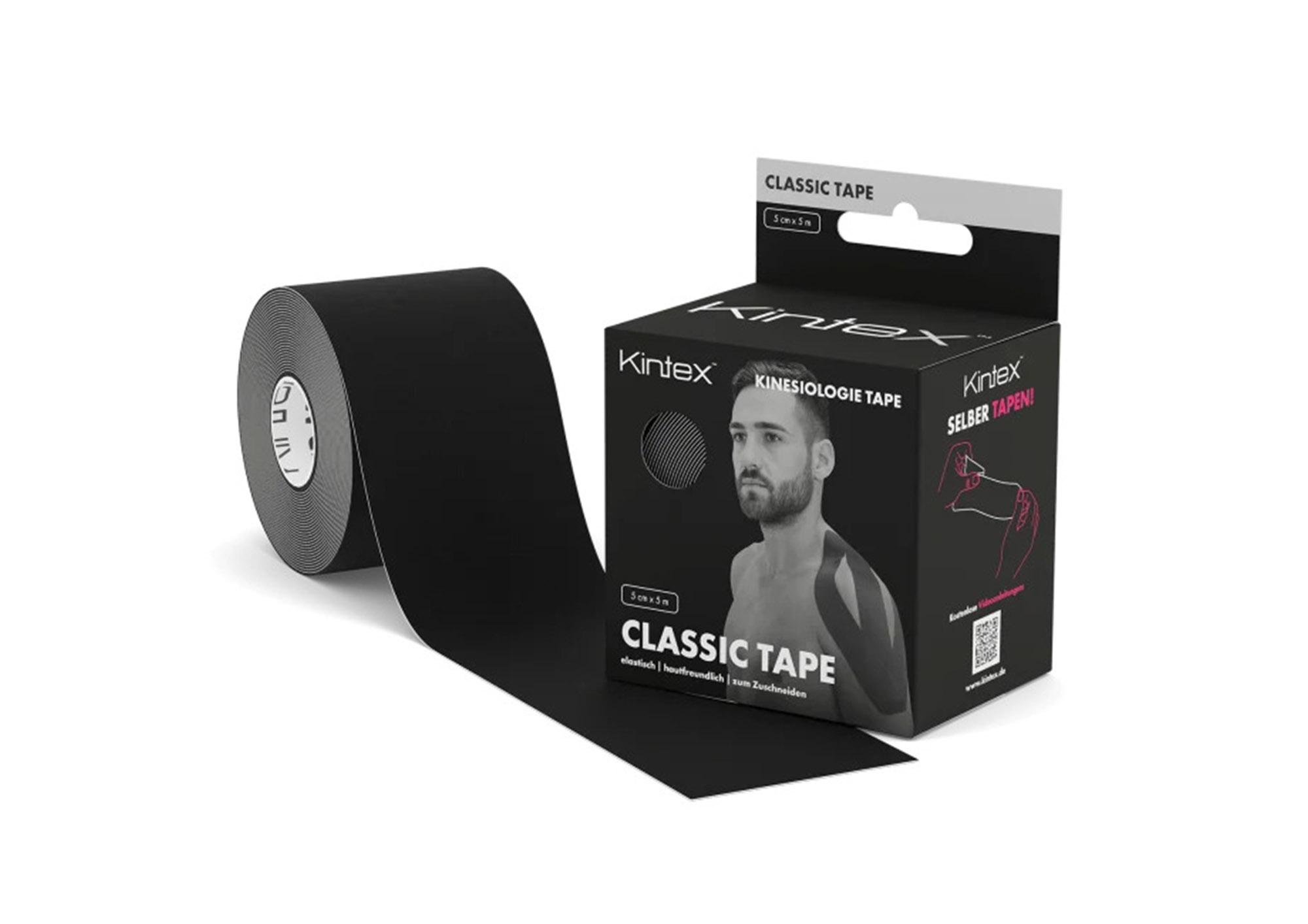 Кінезіо тейп KINTEX TAPE CLASSIC 5СМ Х 5М  – ЧОРНИЙ