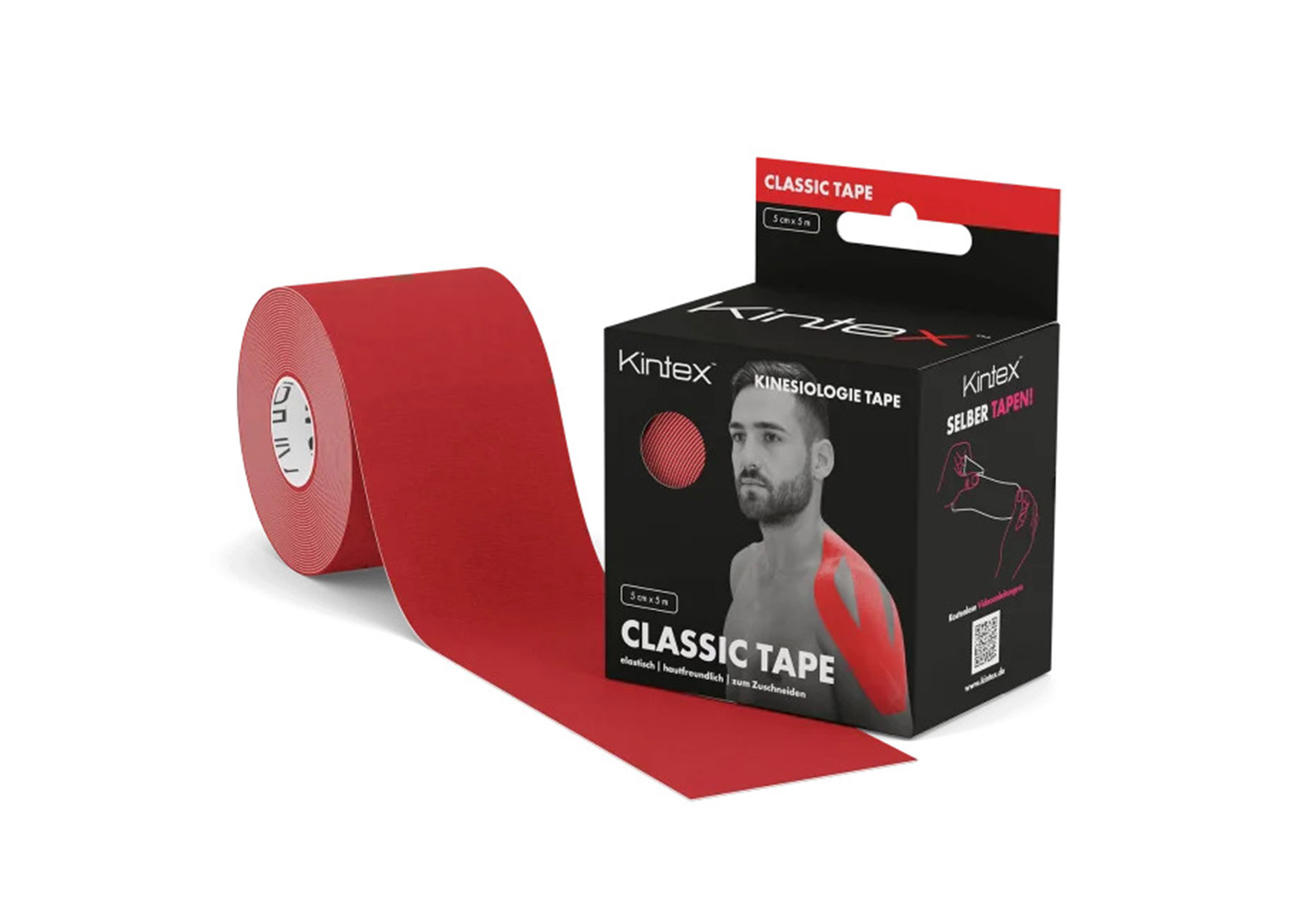 Кінезіо тейп KINTEX TAPE CLASSIC 5СМ Х 5М  – ЧЕРВОНИЙ