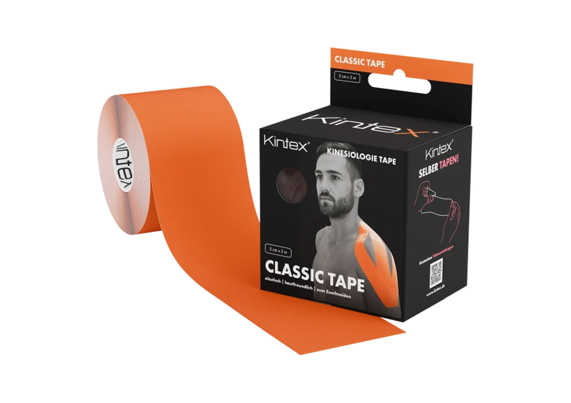 Кінезіо тейп KINTEX TAPE CLASSIC 5СМ Х 5М  – ПОМАРАНЧЕВИЙ