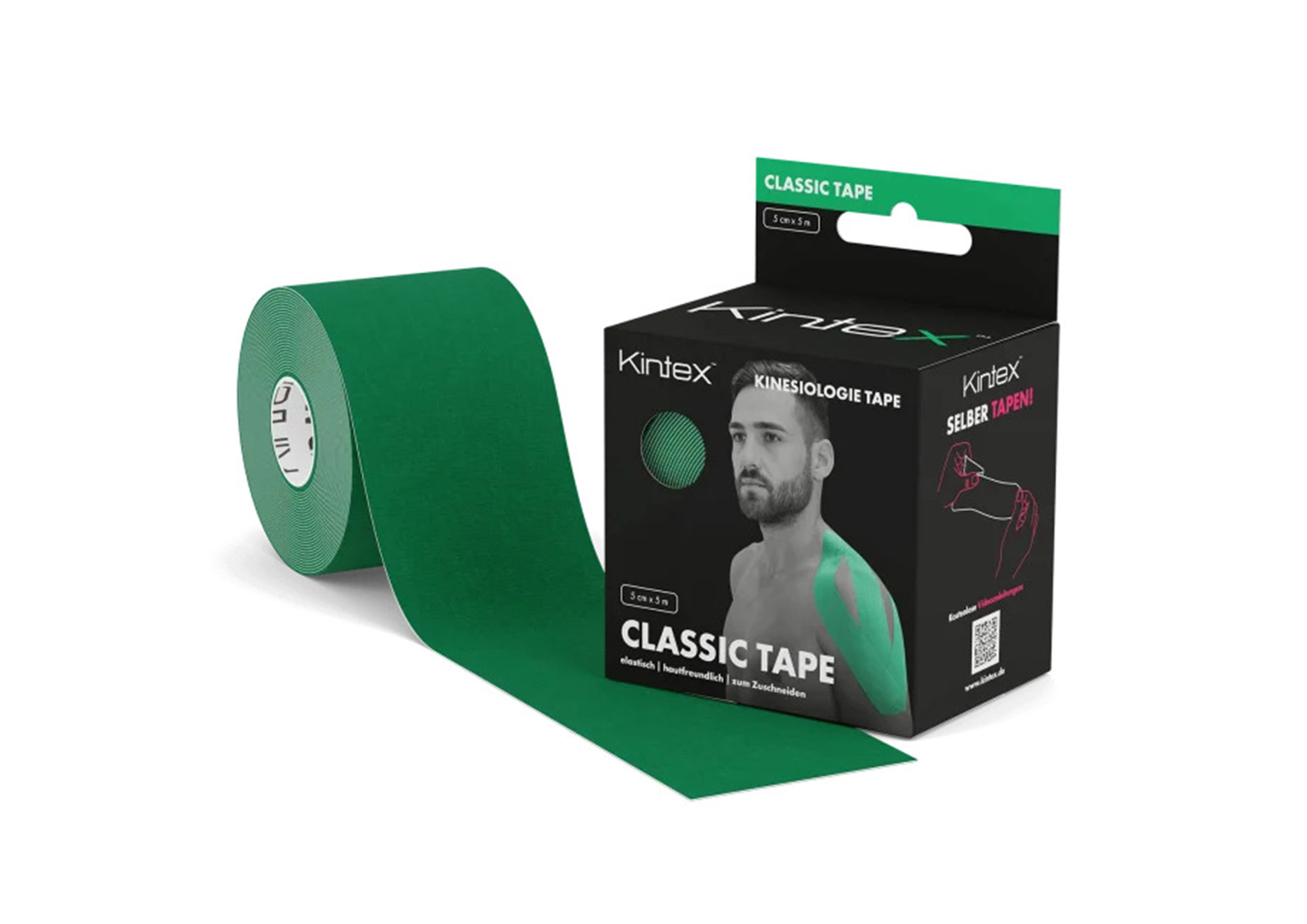 Кінезіо тейп KINTEX TAPE CLASSIC 5СМ Х 5М  – ЗЕЛЕНИЙ