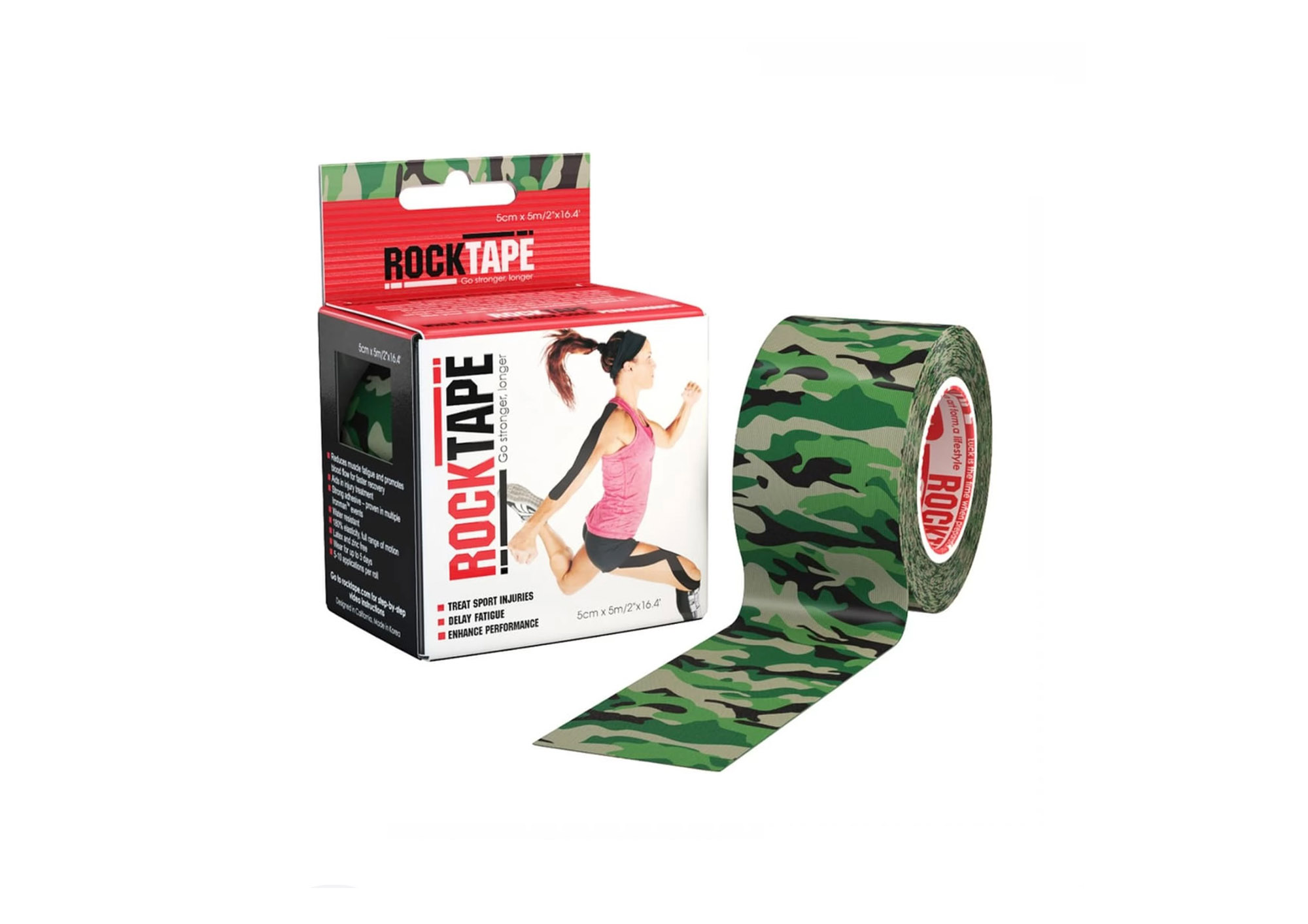 Кінезіо тейп ROCKTAPE DESIGN 5СМ Х 5М – ЗЕЛЕНИЙ КАМУФЛЯЖ