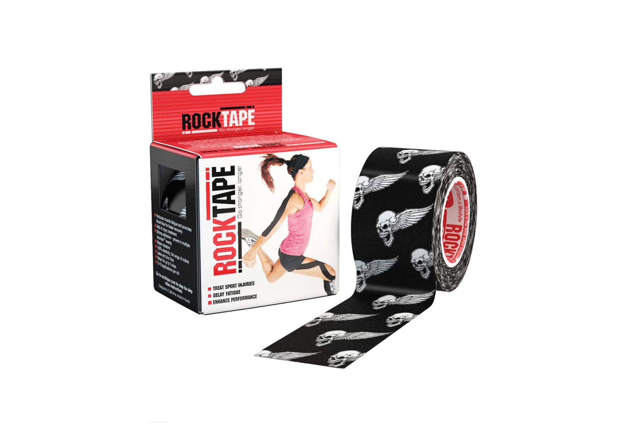 Кінезіо тейп ROCKTAPE DESIGN 5СМ Х 5М – ЧОРНИЙ ЧЕРЕП